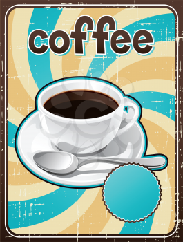Poster with a coffee cup in retro style.