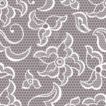 Lace fabric seamless pattern with abstract flowers.