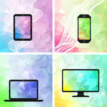 Abstract backgrounds with electronic devices.