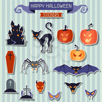 Happy Halloween stickers set for design.