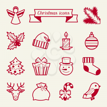 Set of Merry Christmas icons and objects.