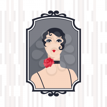 Retro background with beautiful girl of 1920s style.