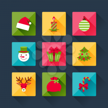 Set of christmas icons in flat design style.