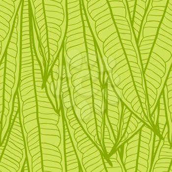 Seamless natural pattern with long leaves.