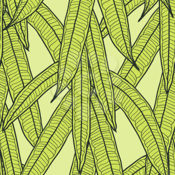 Seamless natural pattern with long leaves.