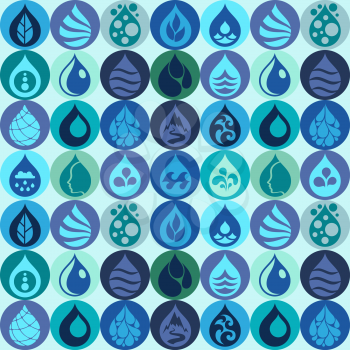 Seamless pattern with water icons in flat design style.