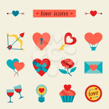 Set of Valentine's and Wedding icons, design elements.