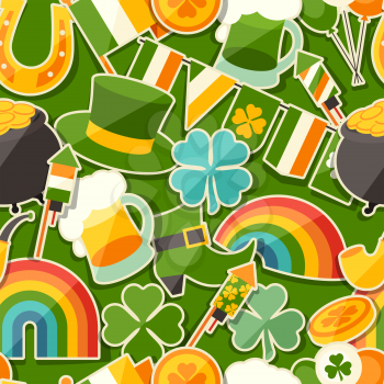 Saint Patrick's Day seamless pattern with stickers.