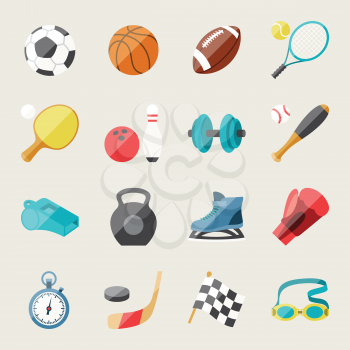 Set of sport icons in flat design style.