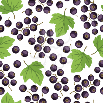 Seamless nature pattern with stylized fresh black currants.