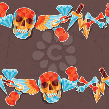 Seamless background with skull and elements.