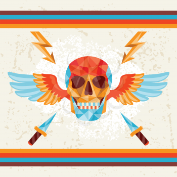 Card with colored geometric skull.
