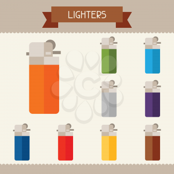 Lighters colored templates for your design in flat style.