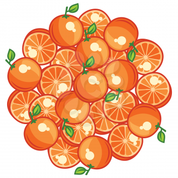 Background design with stylized fresh ripe oranges.