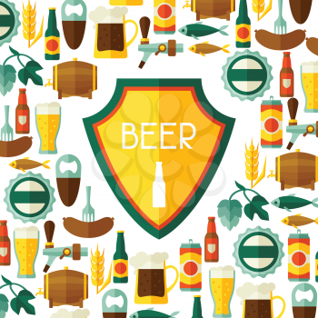 Background design with beer icons and objects.
