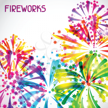Background with bright colorful fireworks and salute.