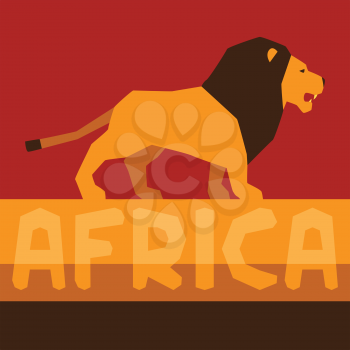 African ethnic background with illustration of lion.