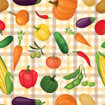 Seamless pattern with fresh ripe stylized vegetables.