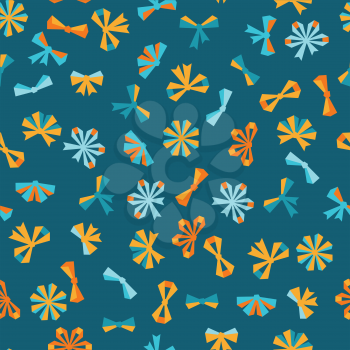 Seamless pattern with abstract various bows and ribbons.