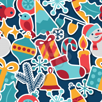 Merry Christmas and Happy New Year seamless pattern.