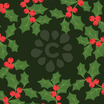 Winter background design with stylized holly leaves.