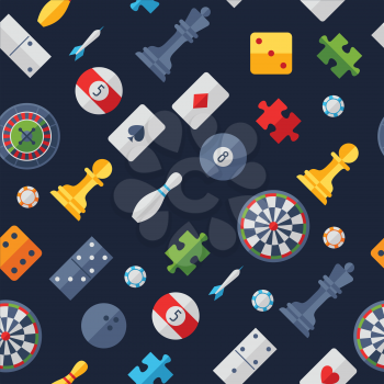 Seamless pattern with game icons in flat design style.