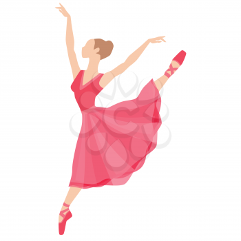 Stylized silhouette of ballerina in dress on white background.