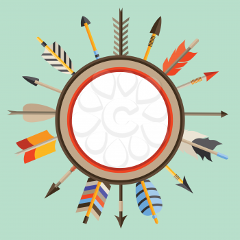 Ethnic background with indian arrows in native style.