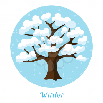 Winter background design with abstract stylized tree.