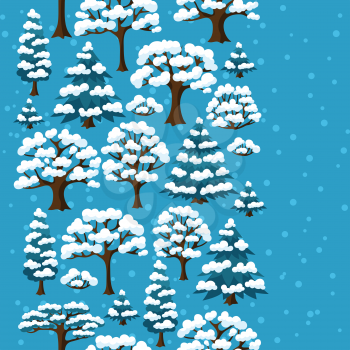 Winter seamless pattern with abstract stylized trees.