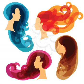 Women concept silhouettes for beauty or hairdressing salon.