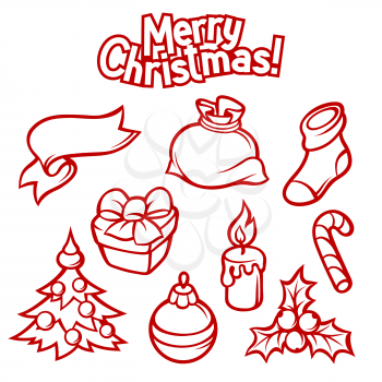 Set of Merry Christmas holiday symbols and object.