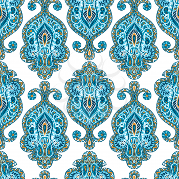 Indian ethnic seamless pattern with hand drawn ornament.