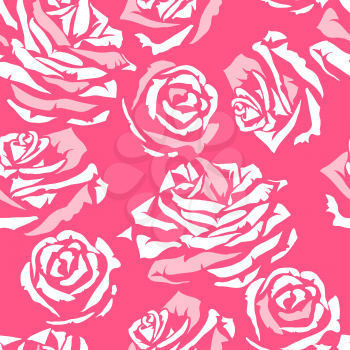 Seamless pattern with pink roses. Fashion natural background.