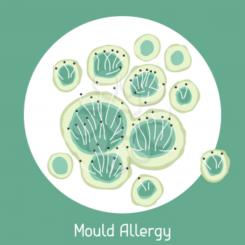 Mould allergy. Vector illustration for medical websites advertising medications.