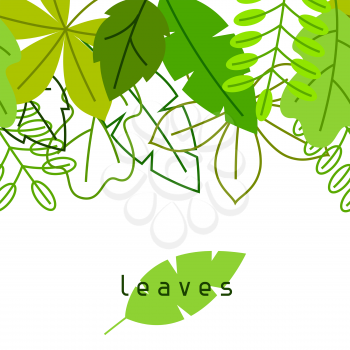 Seamless floral border with stylized green leaves. Spring or summer foliage.