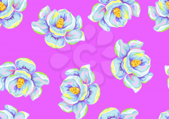 Seamless pattern with magnolia flowers. Decorative ornament.
