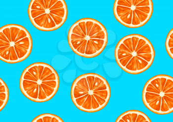 Seamless pattern with tropical citrus fruits sliced. Decorative ornament.
