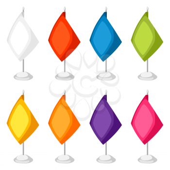 Colored flags templates. Set of promotional gifts and souvenirs.