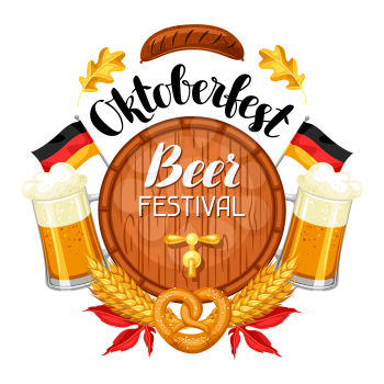 Oktoberfest beer festival. Illustration or poster for feast.