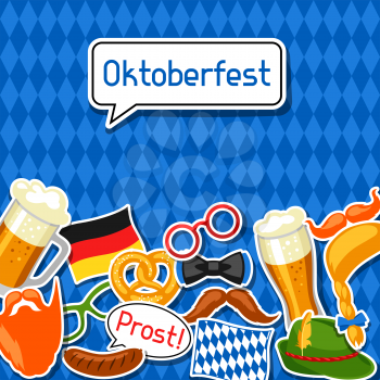 Oktoberfest card with photo booth stickers. Design for festival and party.