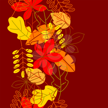 Seamless floral pattern with stylized autumn foliage. Falling leaves in simple style.