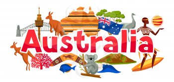 Australia banner design. Australian traditional symbols and objects.