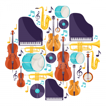 Background with musical instruments. Jazz music festival poster.