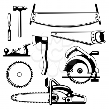 Set of equipment and tools for forestry and lumber industry.