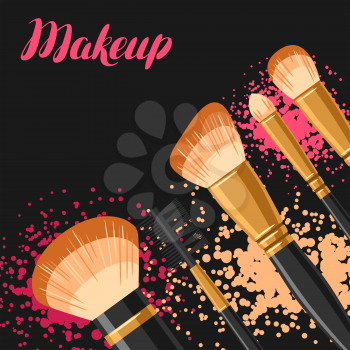 Set of brushes for make up. Background for catalog or advertising.