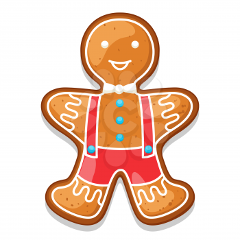Gingerbread cookies man. Illustration of Merry Christmas sweets.
