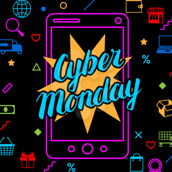 Cyber monday sale background. Online shopping and marketing advertising concept.