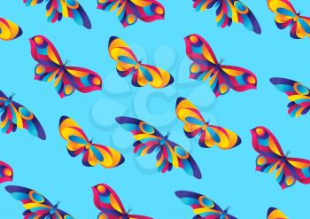 Seamless pattern with butterflies. Colorful bright abstract insects.