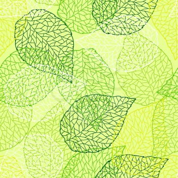 Seamless nature pattern with stylized green leaves. Nature illustration.